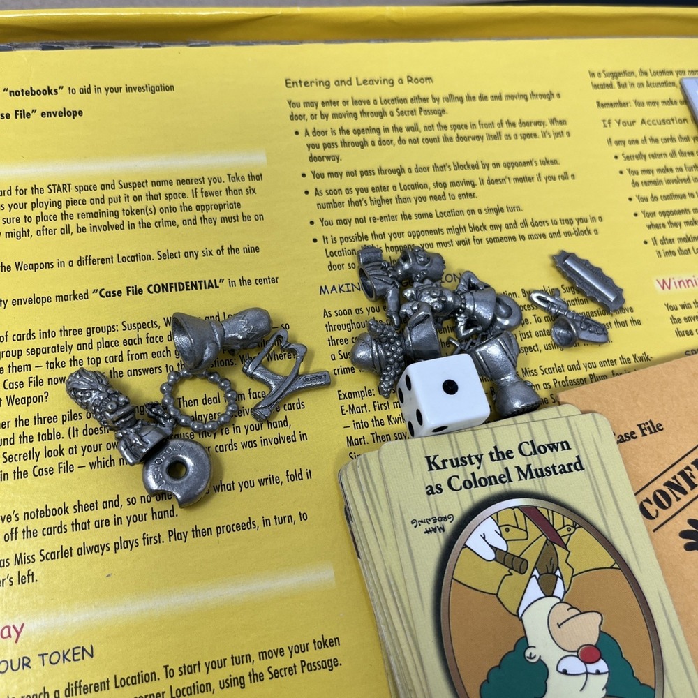 Vintage 2000 THE SIMPSONS Clue Mystery Game Pewter Pieces Parker COMPLETE - Picture 8 of 9